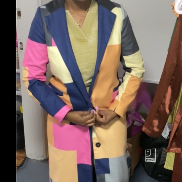 Colorful Patchwork Long Coat - Picture 1 of 4